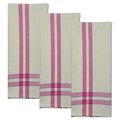 Dunroven House Dunroven House ORK360-PINK Two Stripe Border Tea Towel; Pink - Set of 3 ORK360-PINK